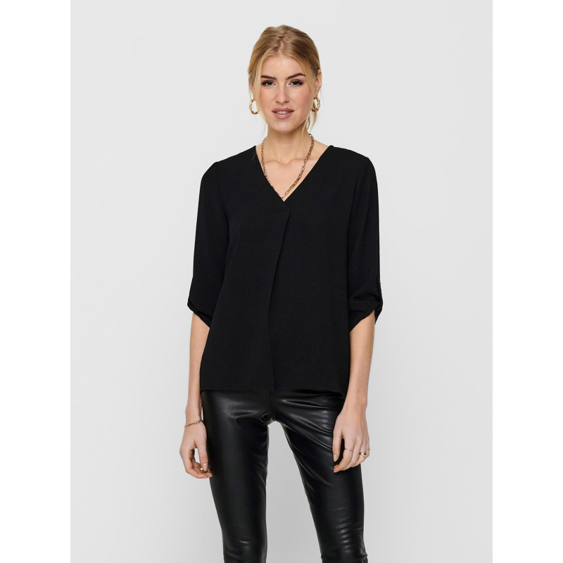 Blouse divya manches 3/4 top noir femme - Jacqueline de Yong