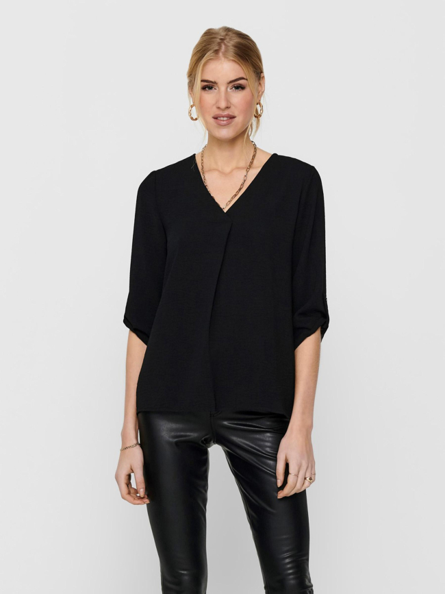 Blouse divya manches 3/4 top noir femme - Jacqueline de Yong