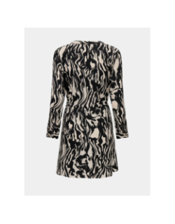 Robe piper manches longues beige noir femme - Jacqueline De Yong