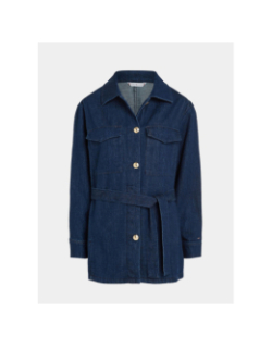 Veste denim belted jacket bleu marine femme - Tommy Hilfiger