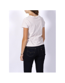 T-shirt perfect v-neck à rayures blanc femme - Levis