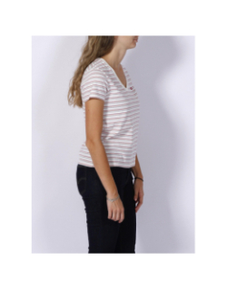 T-shirt perfect v-neck à rayures blanc femme - Levis