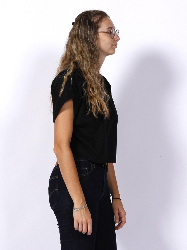 T-shirt cropped delevis logo étiquette noir femme - Hugo