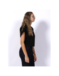 T-shirt cropped delevis logo étiquette noir femme - Hugo