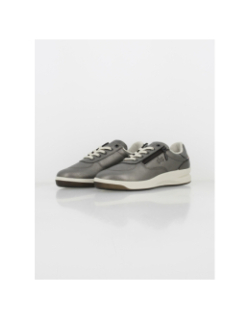 Baskets en cuir tennis zip gris métallisé femme - Tbs