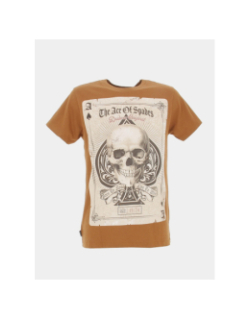 T-shirt ace of spade motif squelette marron homme - Deeluxe