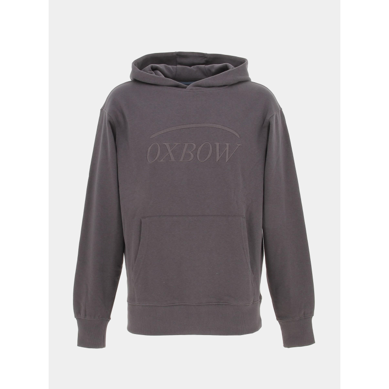 Sweat à capuche logo brodé gris homme - Oxbow