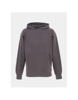 Sweat à capuche logo brodé gris homme - Oxbow