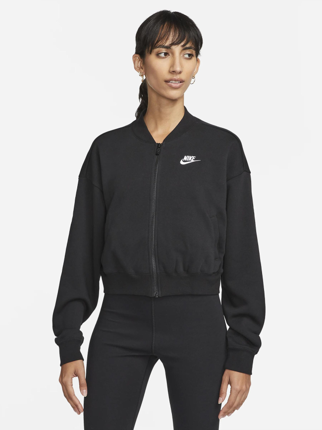 Sweat zippé crop nsw club noir femme - Nike