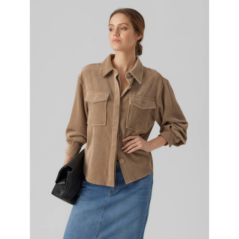 Surchemise sascha corduroy marron femme - Vero Moda