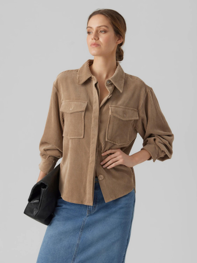 Surchemise sascha corduroy marron femme - Vero Moda