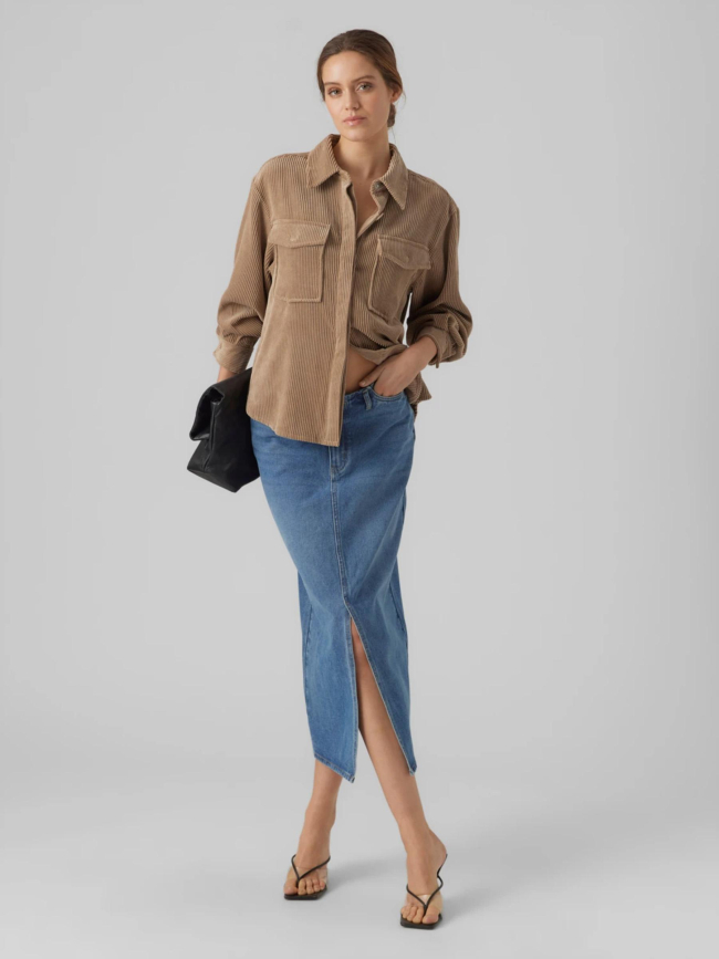 Surchemise sascha corduroy marron femme - Vero Moda