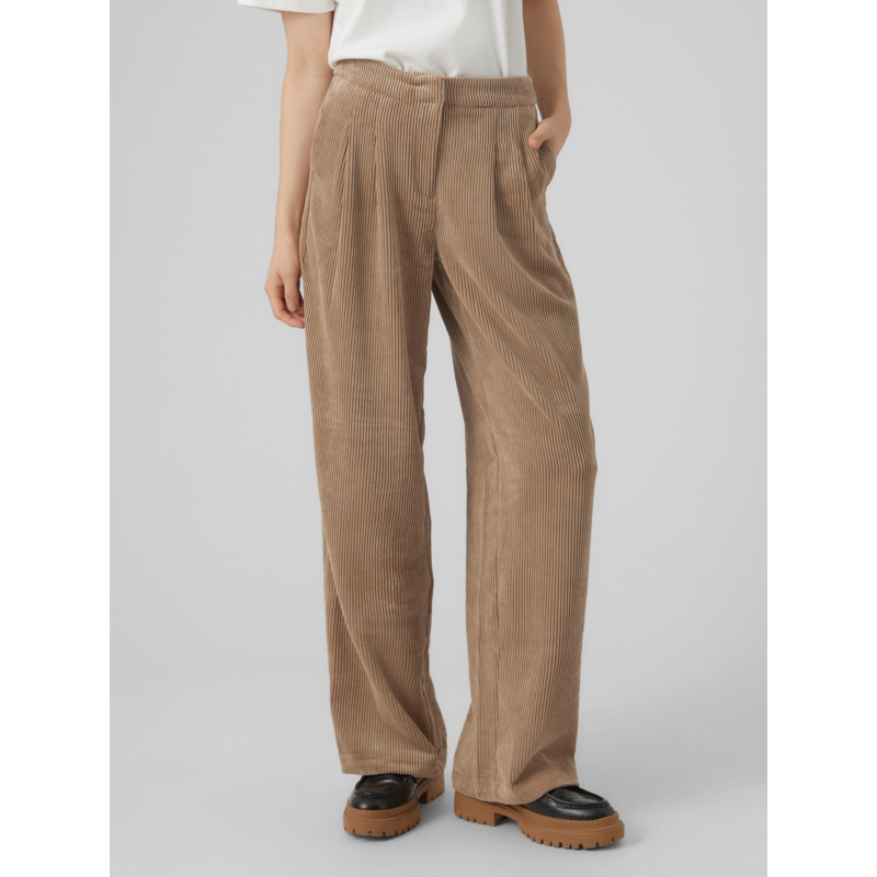 Pantalon wide velours corduroy marron femme - Vero Moda