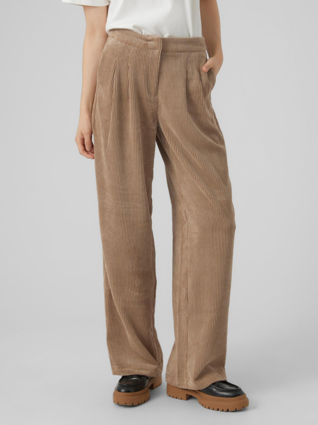 Pantalon wide velours corduroy marron femme - Vero Moda