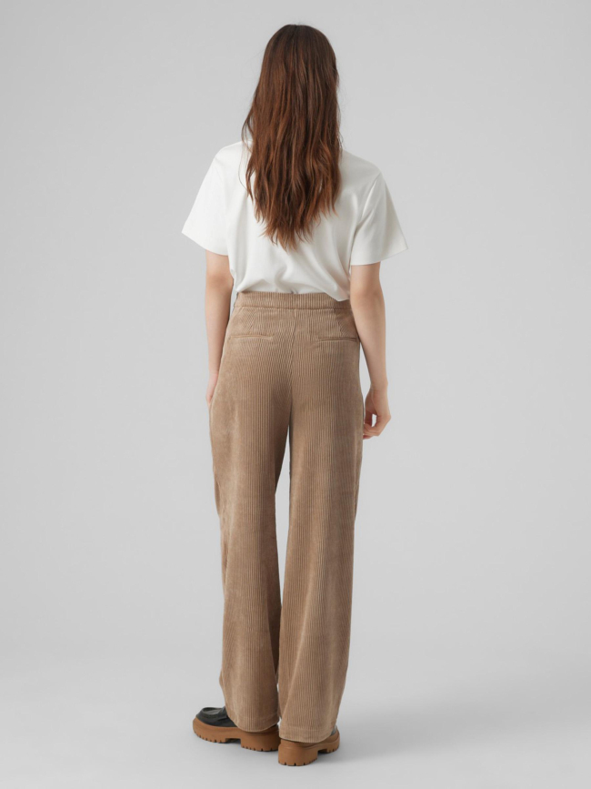 Pantalon wide velours corduroy marron femme - Vero Moda