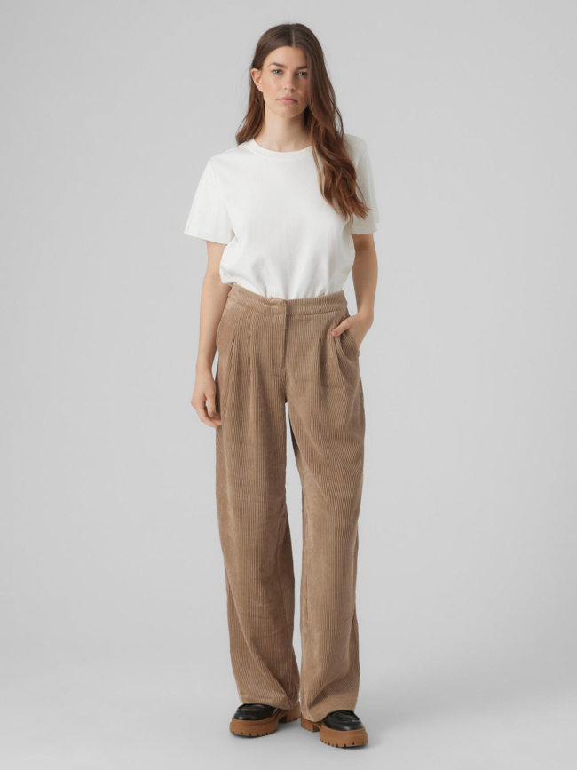 Pantalon wide velours corduroy marron femme - Vero Moda