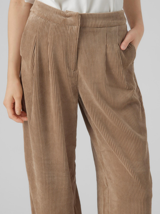 Pantalon wide velours corduroy marron femme - Vero Moda