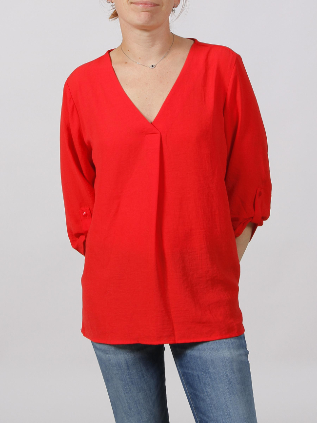 Blouse divya manche 3/4 rouge femme - Jacqueline De Yong