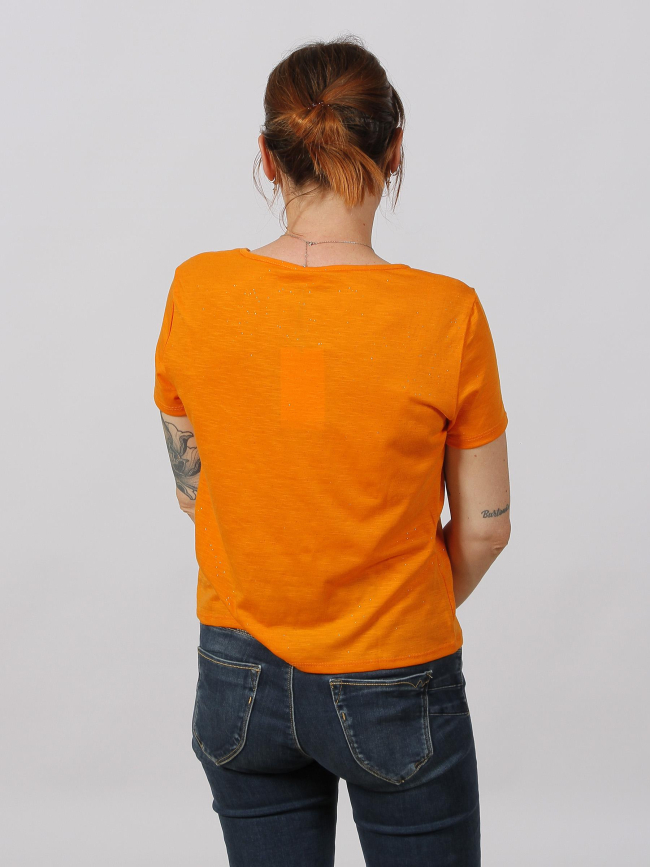 T-shirt dora glitter orange femme - Jaqueline De Yong