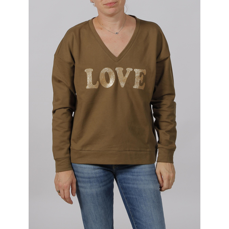 Sweat carola love marron femme - Vero Moda