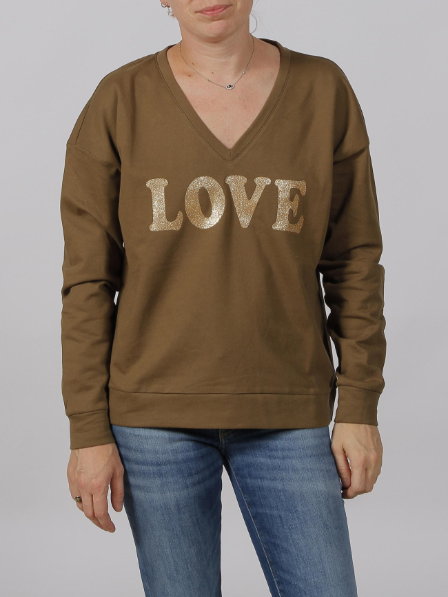 Sweat carola love marron femme - Vero Moda