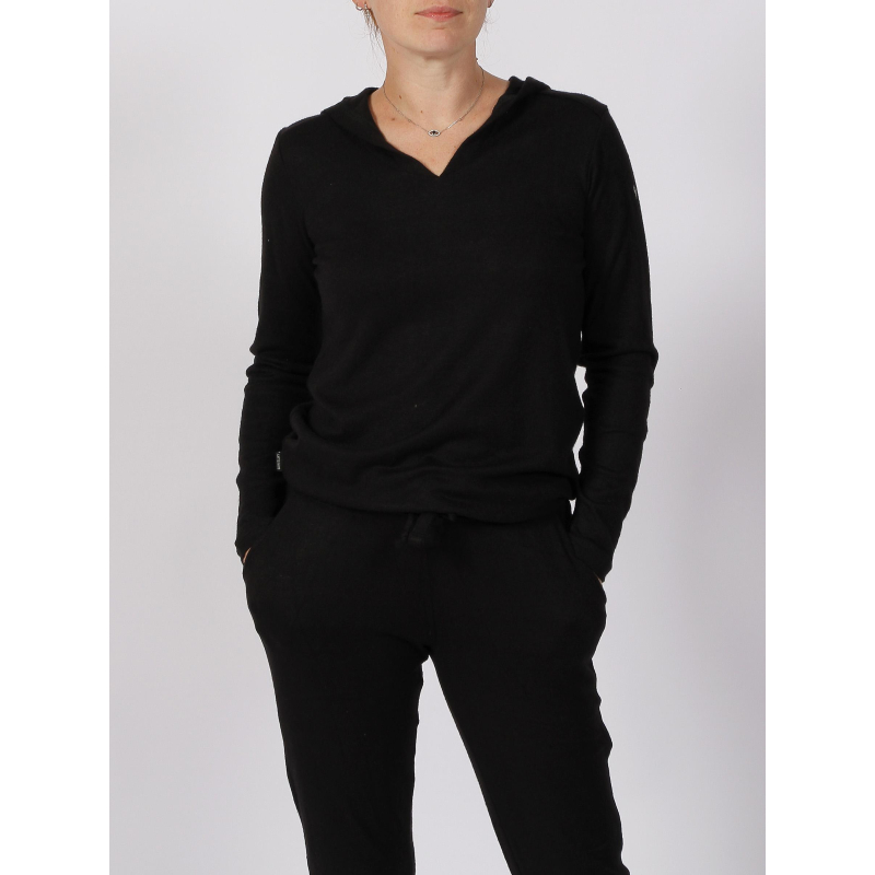 Sweat à capuche maille touch noir femme - Sunvalley