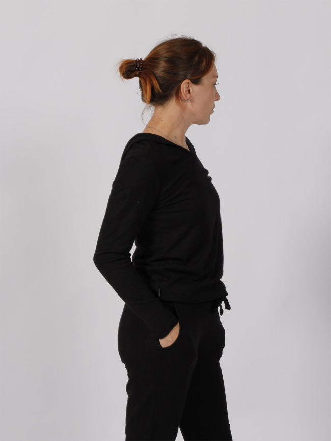 Sweat à capuche maille touch noir femme - Sunvalley