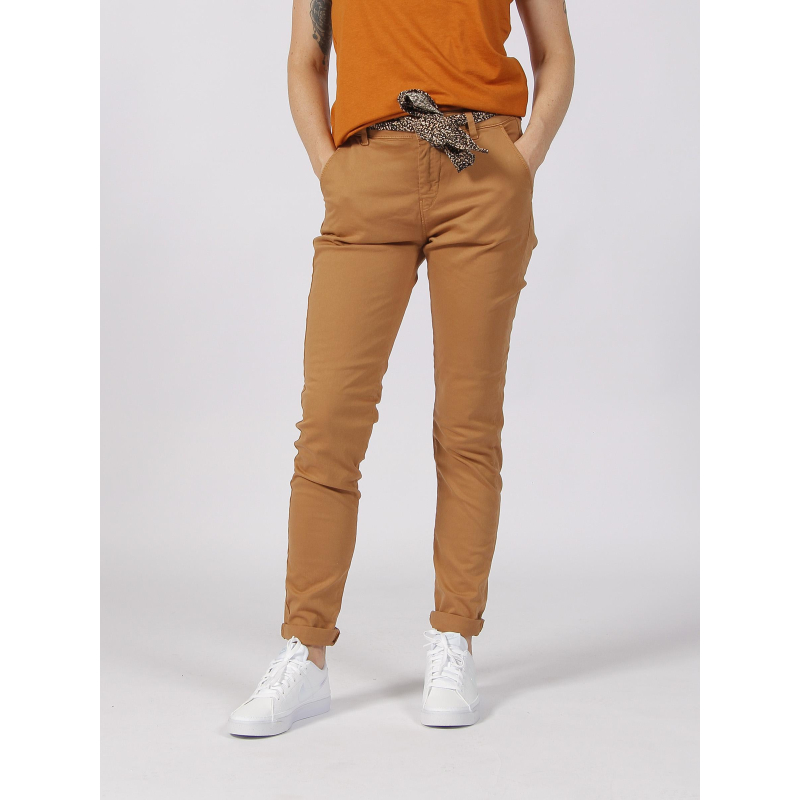 Pantalon slim camel femme - Le Temps Des Cerises