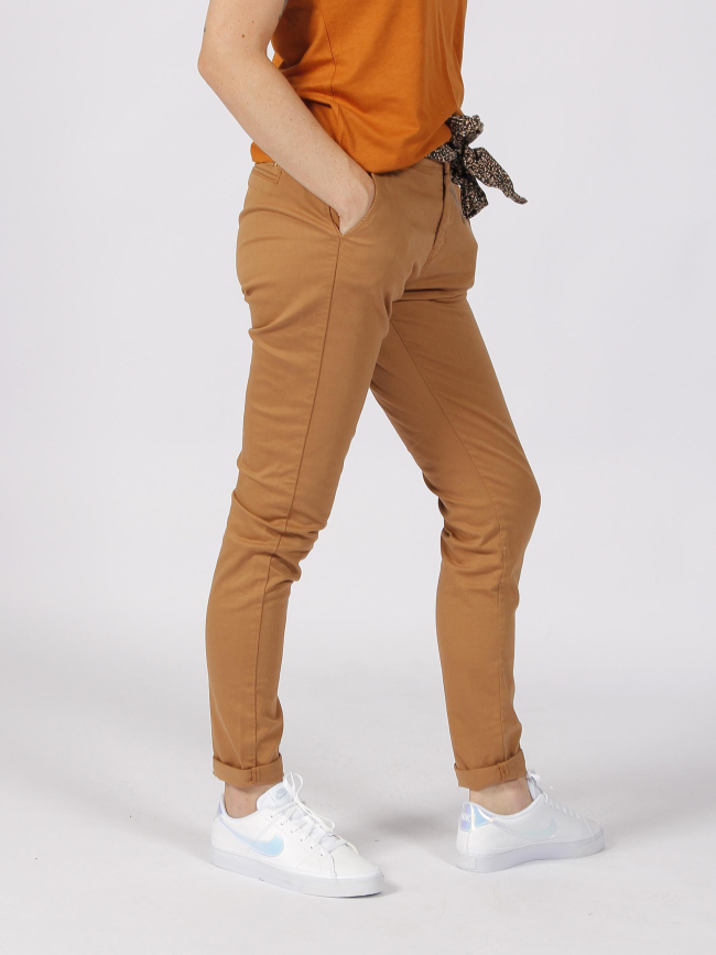 Pantalon slim camel femme - Le Temps Des Cerises