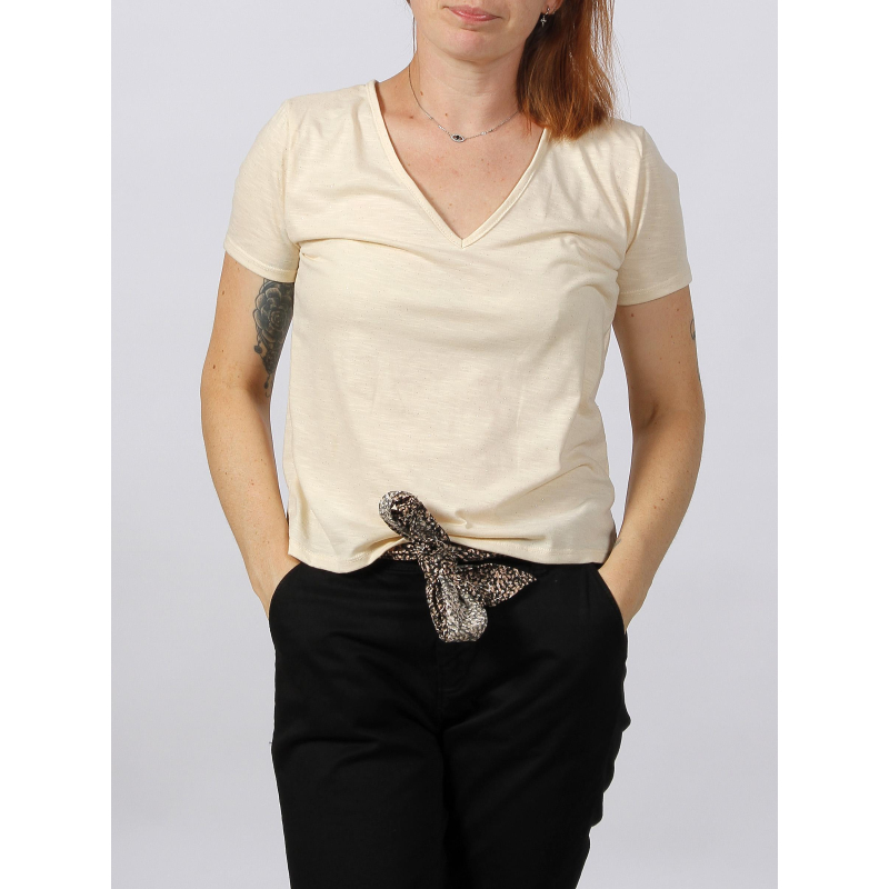 T-shirt dora glitter beige femme - Jaqueline De Yong