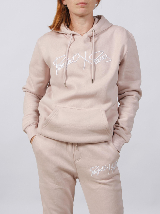 Sweat à capuche signature rose femme - Project X Paris