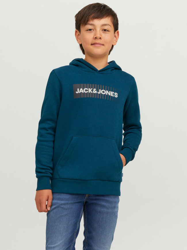 Sweat à capuche corp logo bleu garçon - Jack & Jones