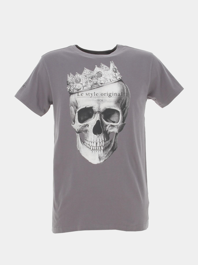 T-shirt crown squelette gris homme - Deeluxe