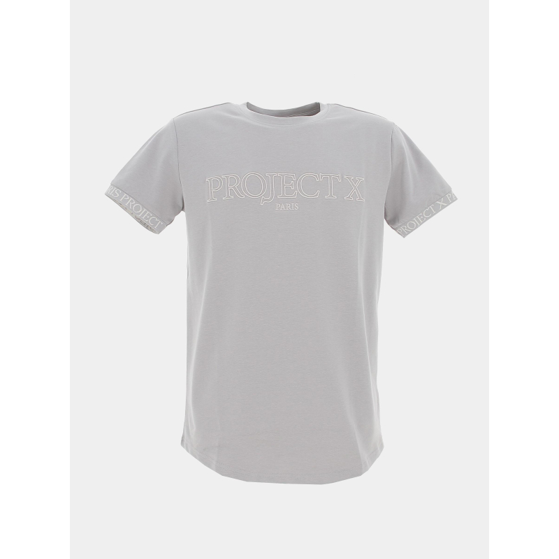 T-shirt logo brodé gris homme - Project X Paris