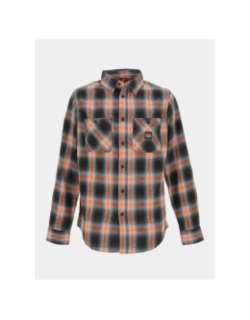 Chemise à carreaux plaid orange noir homme - Von Dutch