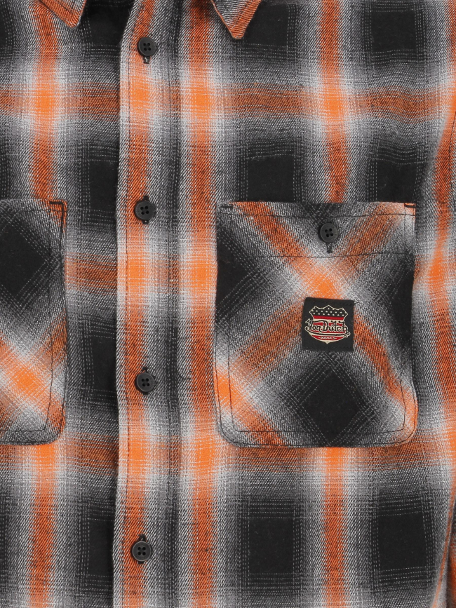 Chemise à carreaux plaid orange noir homme - Von Dutch