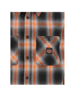 Chemise à carreaux plaid orange noir homme - Von Dutch