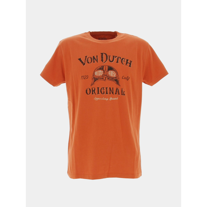 T-shirt biker ride free orange homme - Von Dutch
