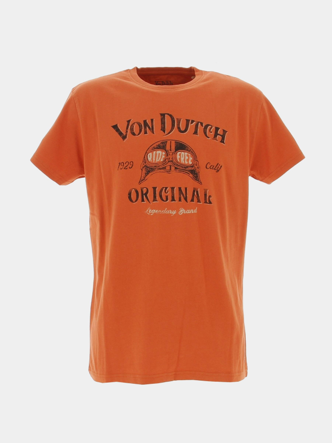 T-shirt biker ride free orange homme - Von Dutch