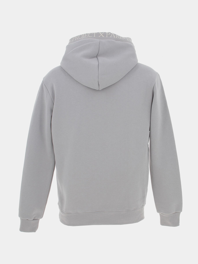 Sweat à capuche logo brodé gris homme - Project X Paris