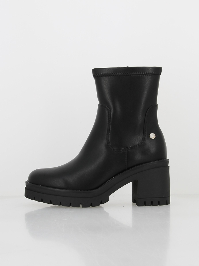 Boots à talon zippé uni noir femme - Xti