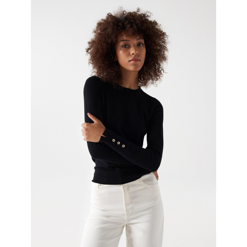 Pull basic manches boutonnées noir femme - Salsa