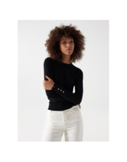 Pull basic manches boutonnées noir femme - Salsa