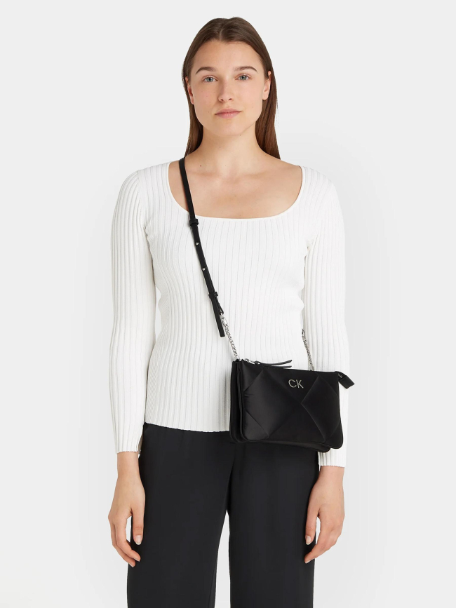 Sac bandoulière matelassé re-lock quilt noir femme - Calvin Klein