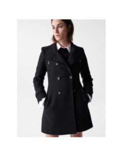 Manteau en laine boutonné striped noir femme - Salsa