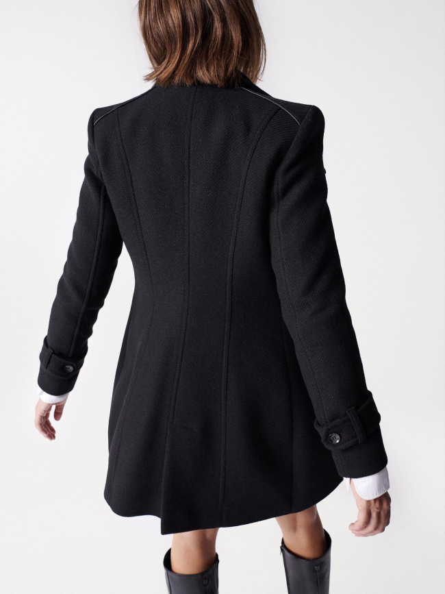 Manteau en laine boutonné striped noir femme - Salsa