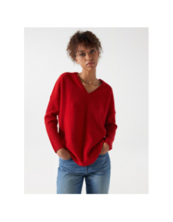 Pull en laine col v rouge femme - Salsa