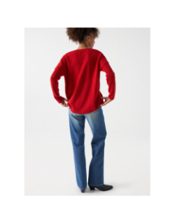 Pull en laine col v rouge femme - Salsa