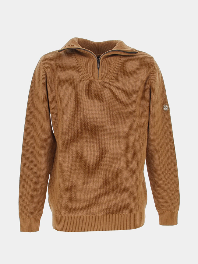 Pull texturé 1/4 zip classic marron homme - Benson & Cherry