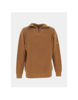 Pull texturé 1/4 zip classic marron homme - Benson & Cherry